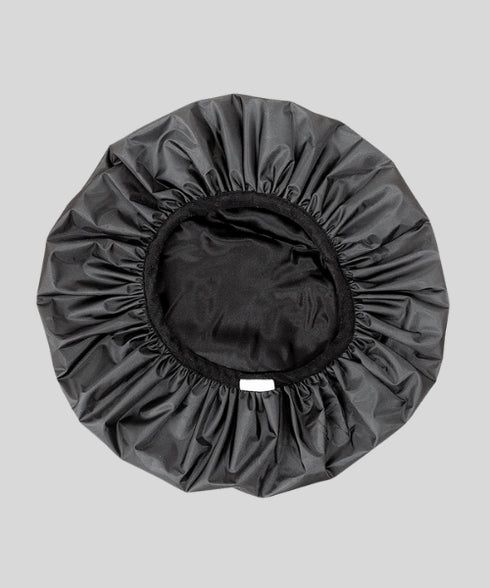 Luxury Black Shower Cap with Silk Lining